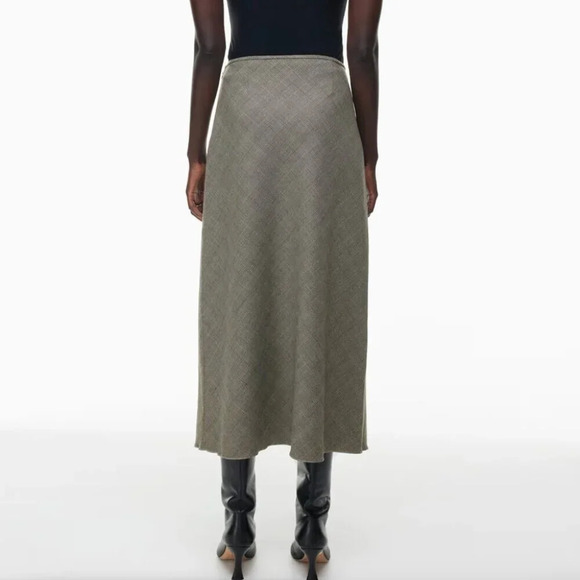 Aritzia Wilfred Devotion Twill Maxi  Slip Skirt Lyle White/Black Check Size 10 - Picture 4 of 12